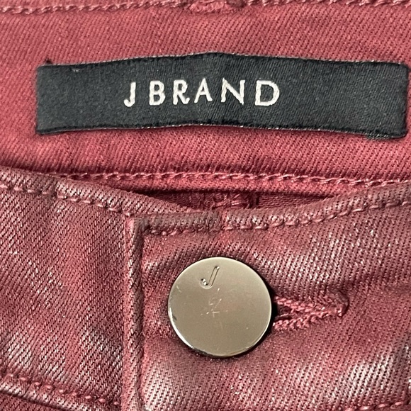 J Brand Alana Coated Claret Maroon Raw Hem Zipper Skinny Pants Womens Size 26 - Picture 8 of 15